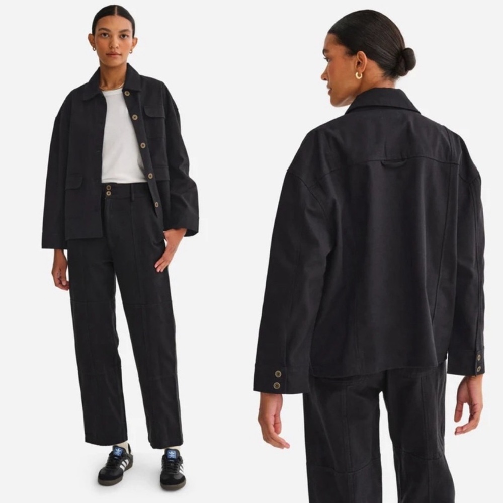 NWT MATE the Label Organic Cotton Canvas Chore Jacket in BLACK Size XL/XXL
